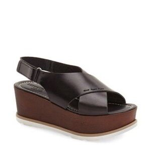 Kenneth Cole Mila BROWN Leather Platform Sandals Size 7.5